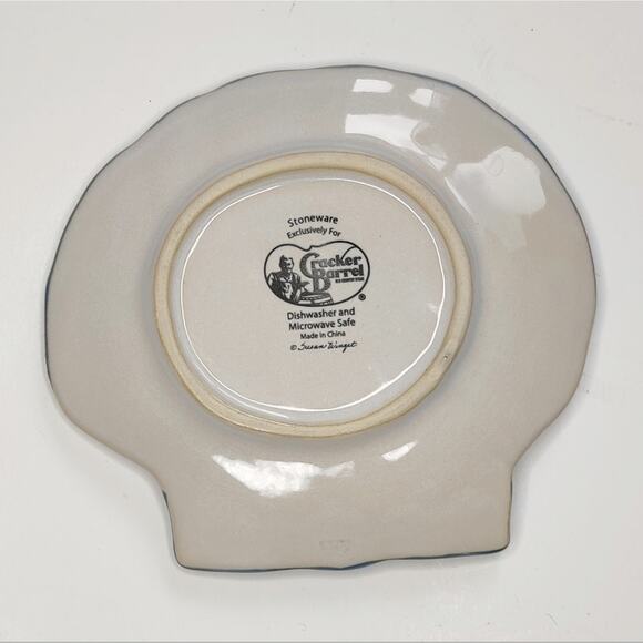 Cracker Barrel Seashell Stoneware Spoon Rest Soap Dish Trinket Dish Blue Ocean - Picture 5 of 9